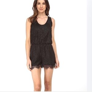 Sam Edelman Black Mesh Lace Scalloped Shorts Romper One Piece 4